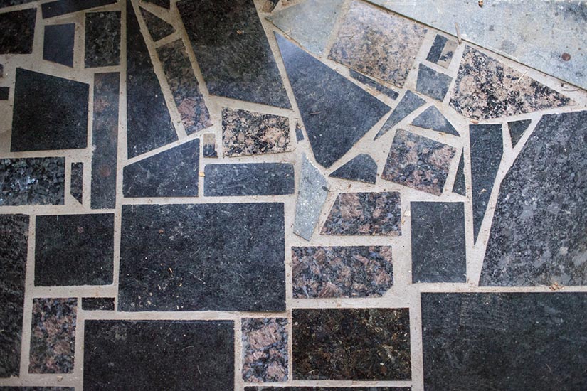 We made a floor out of leftover granite and slate that was going to be thrown into the landfill.